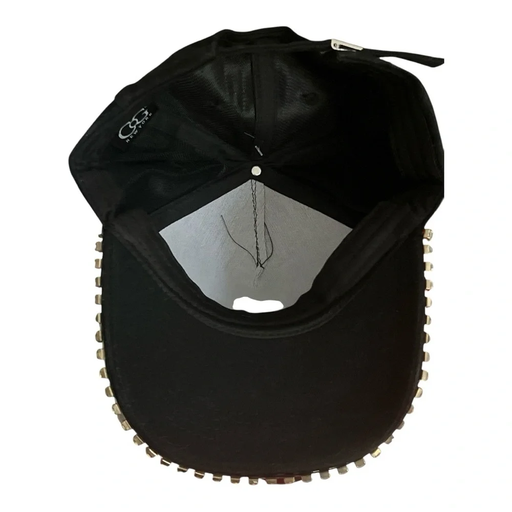 Women Elegant Black Rhinestone Cap